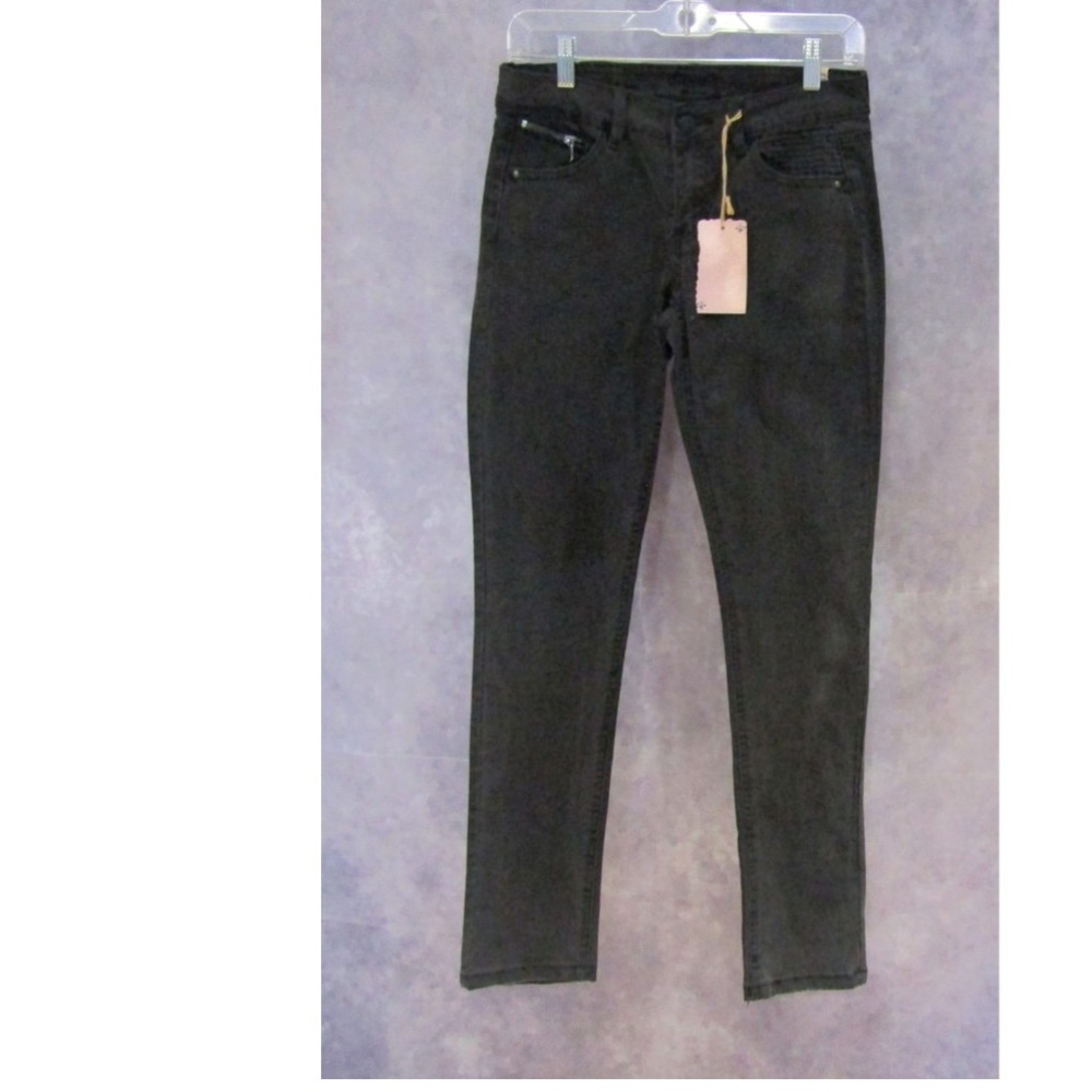 NEW Hart Denim Faded Black Skinny Moto Jeans 27